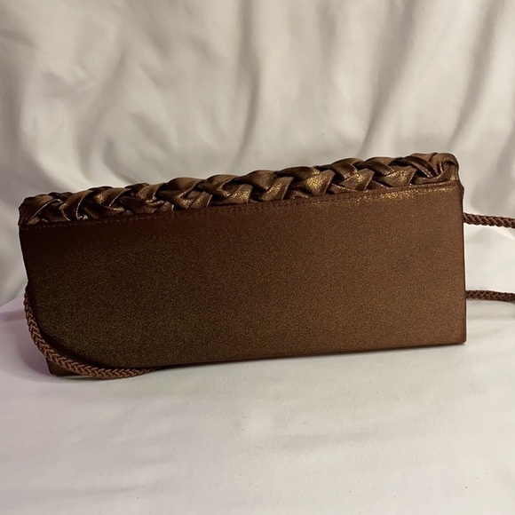 Triangular Clutch, Crossbody Purse with Golden Shimmer - Picture 6 of 7